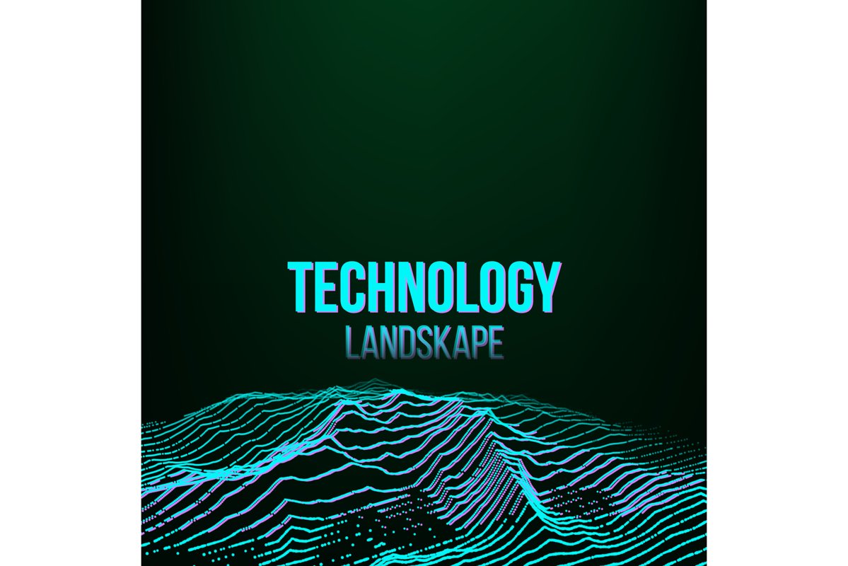 Abstract Digital Landscape Background Vector. Signal Noise. example image 1