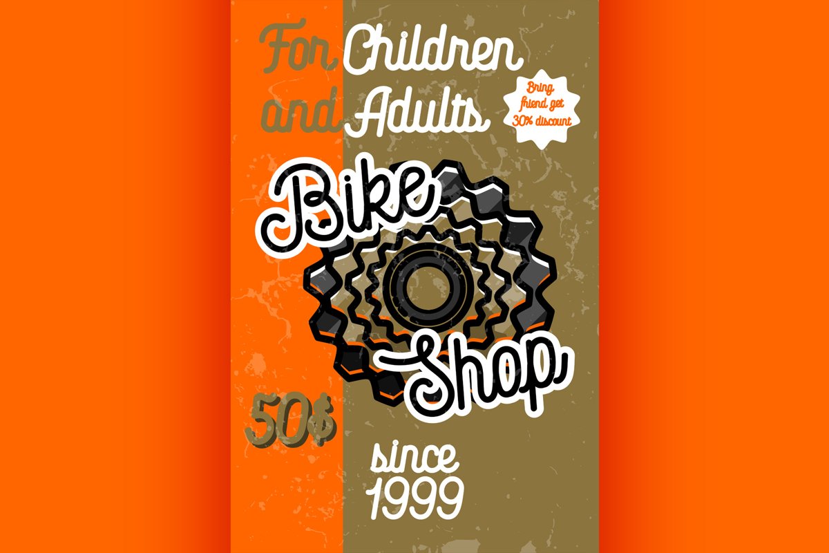Color vintage bike shop banner example image 1