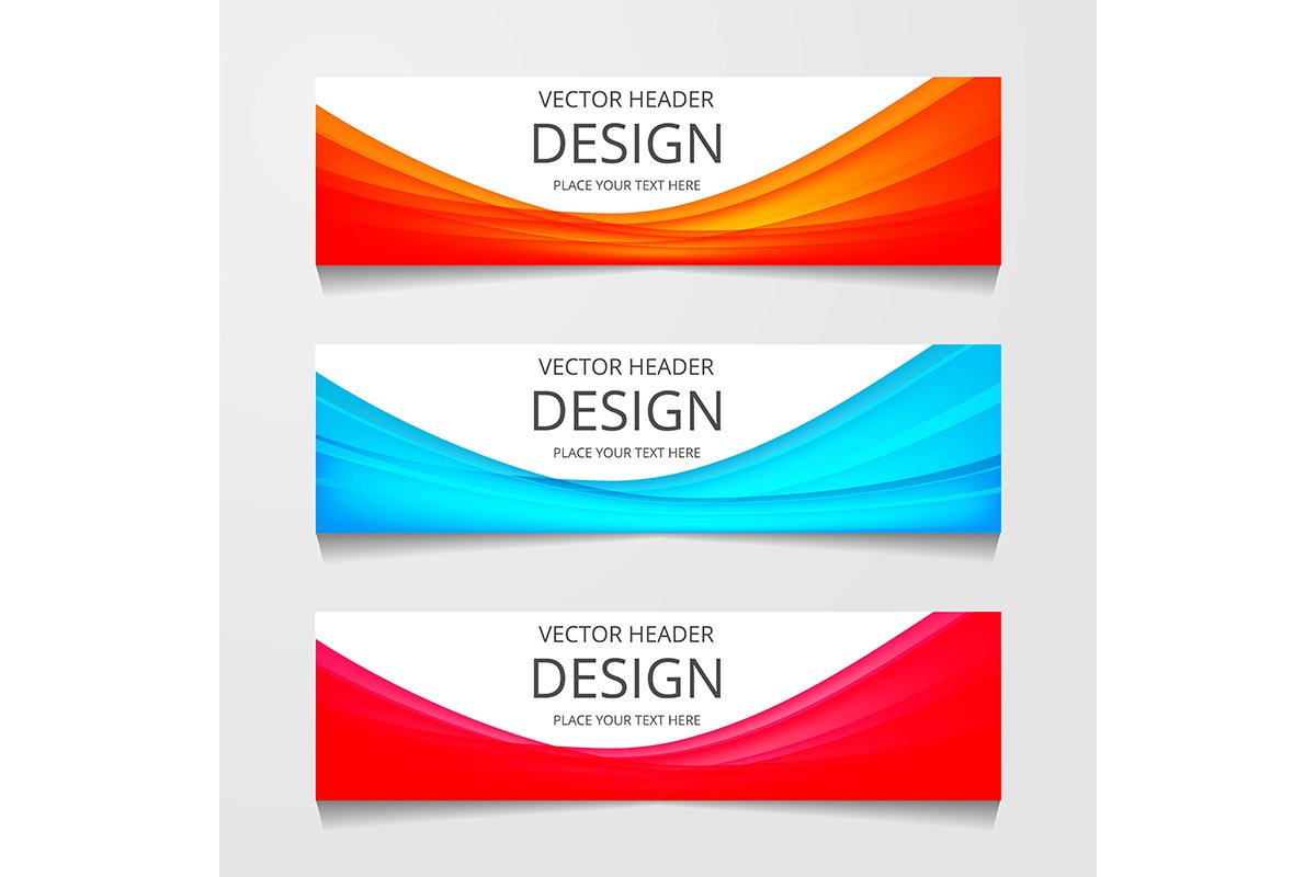 Vector abstract web banner design template. Collection of we example image 1
