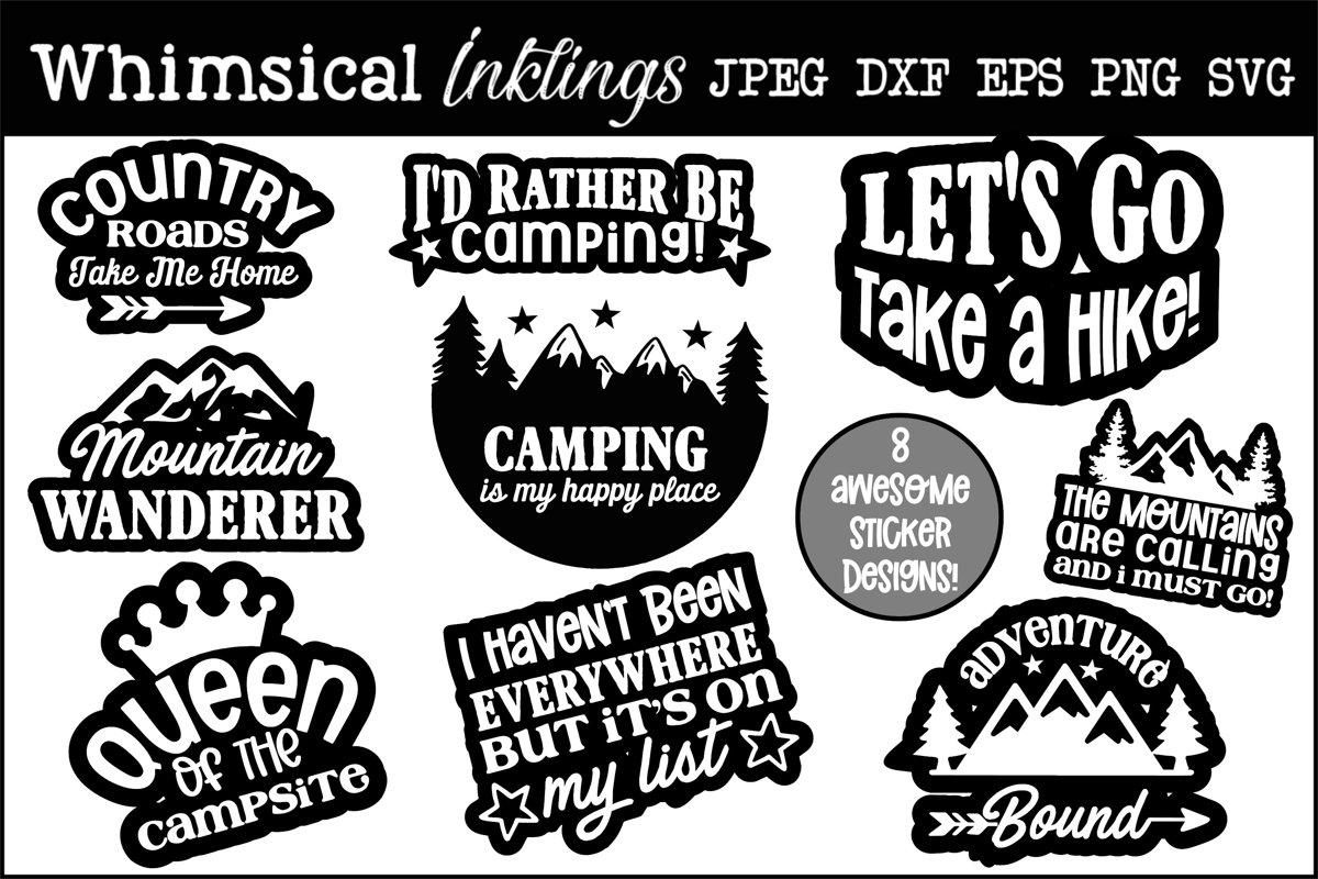 Country Roads-Camping Sticker-Decal SVG Set example image 1
