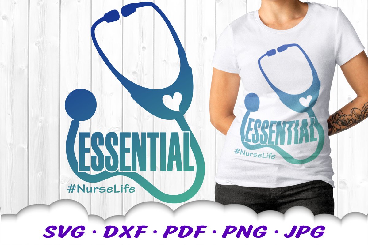 Medical Nurse Stethoscope SVG DXF Cut Files example image 1