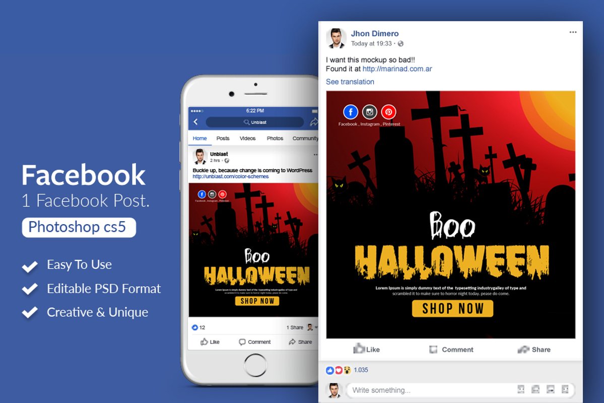 Halloween Facebook Post Banner example image 1