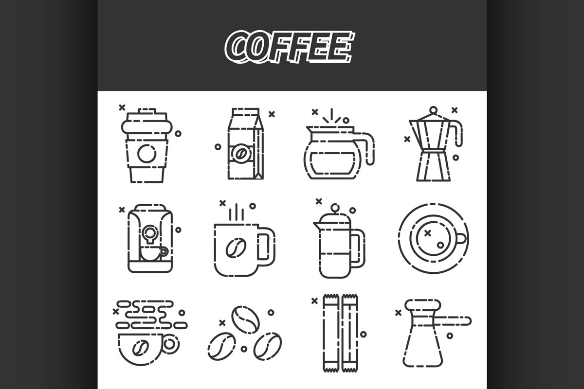 Coffee flat icons set example image 1