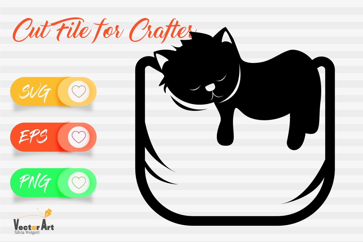 Cat is sleeping in a breast pocket - Cut file example image 1