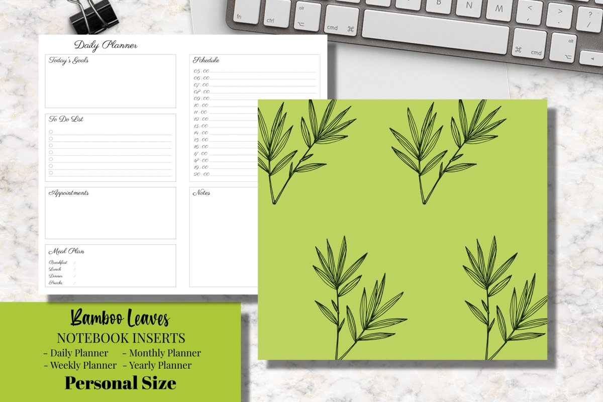 Bamboo Leaves Personal Size Notebook Inserts Planner example image 1