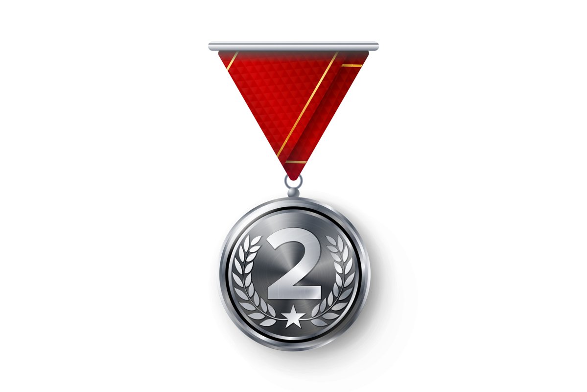 Silver Medal Vector. Metal Realistic Second Placement example image 1