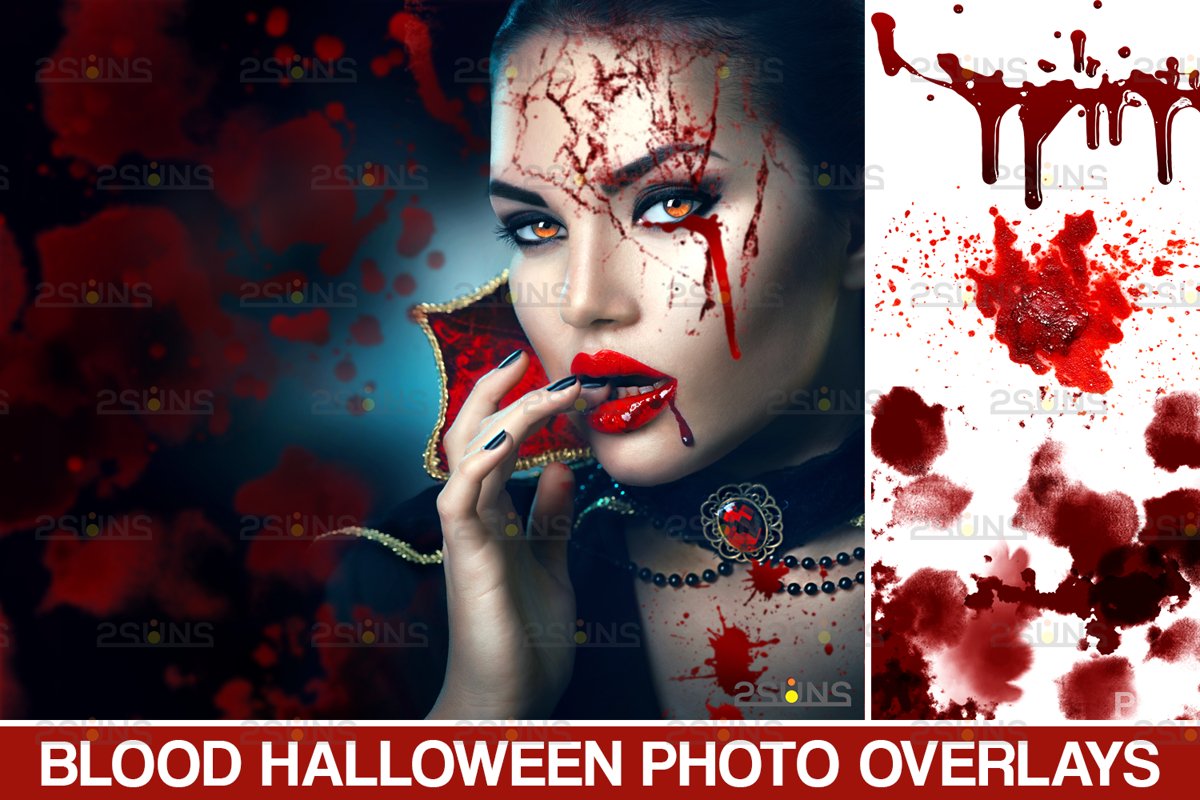 Blood Photo Overlay, Halloween overlay, blood splatter example image 1