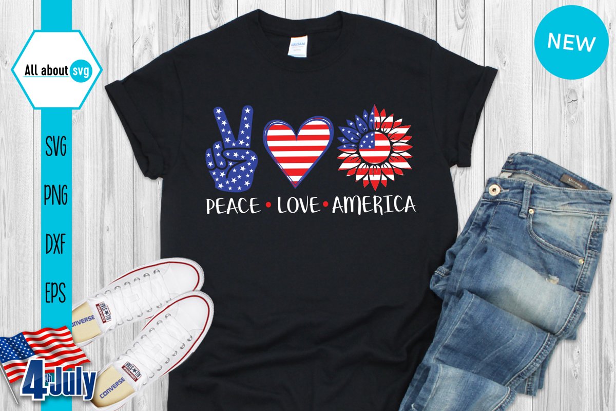 Peace Love America Svg example image 1