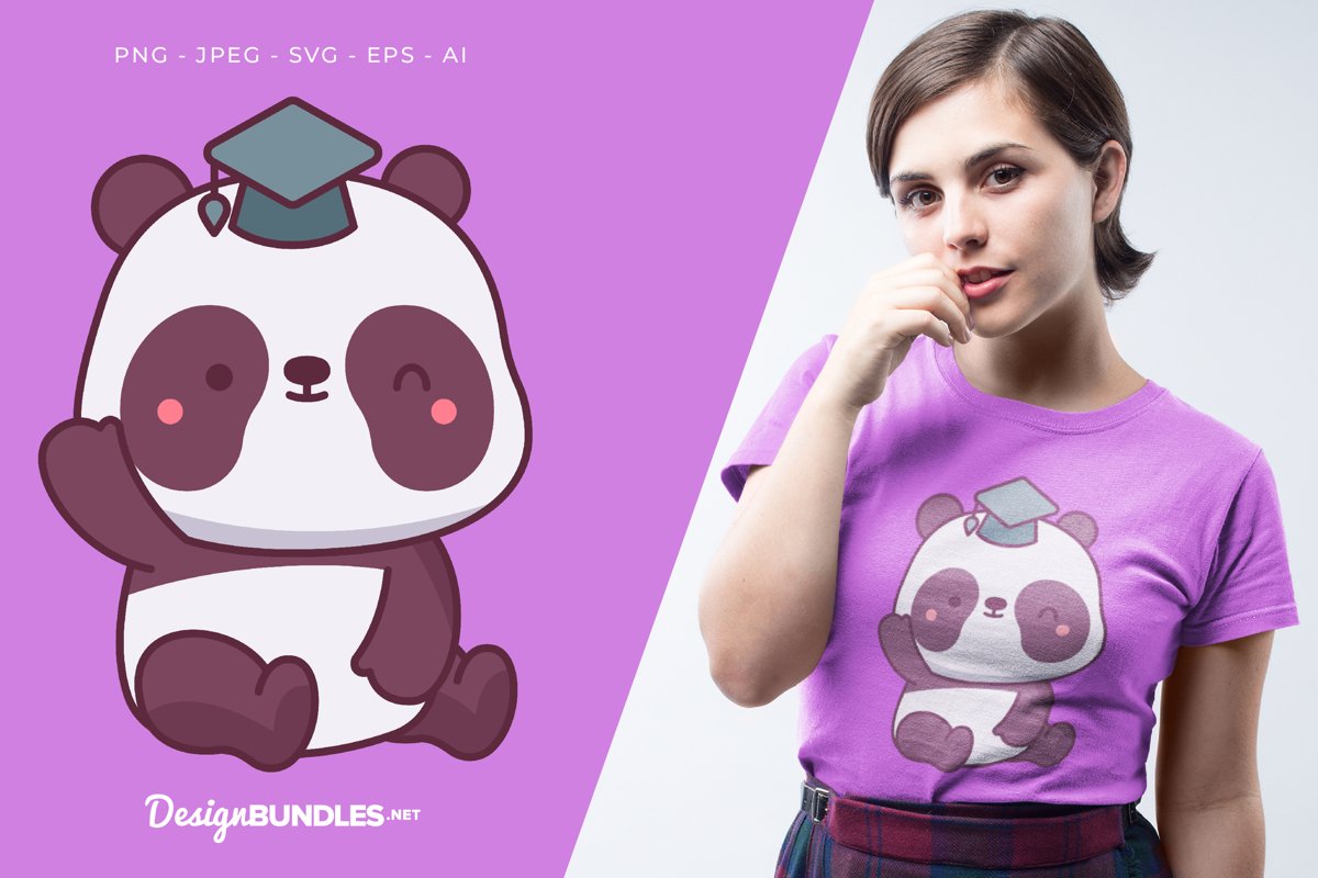 Cute Panda Vector Illustration For T-Shirt Design example image 1