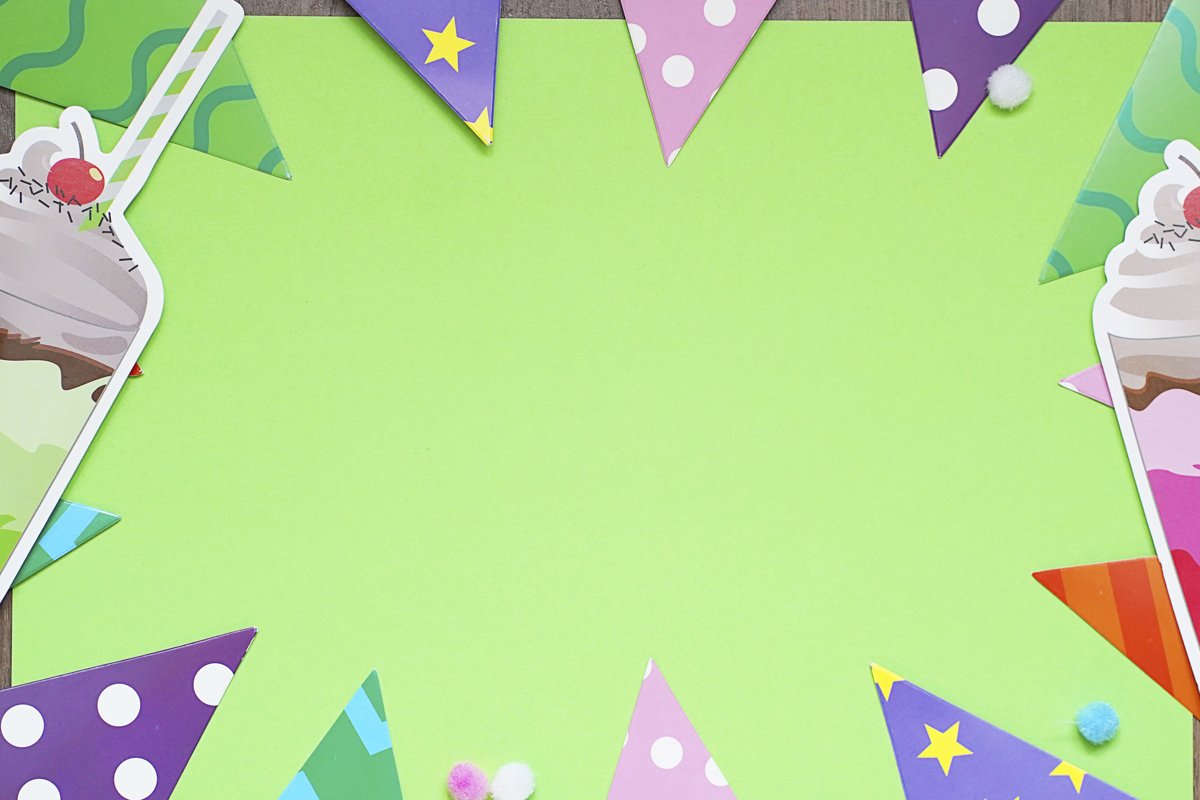 Defocused colorful party frame with birthday objets example image 1