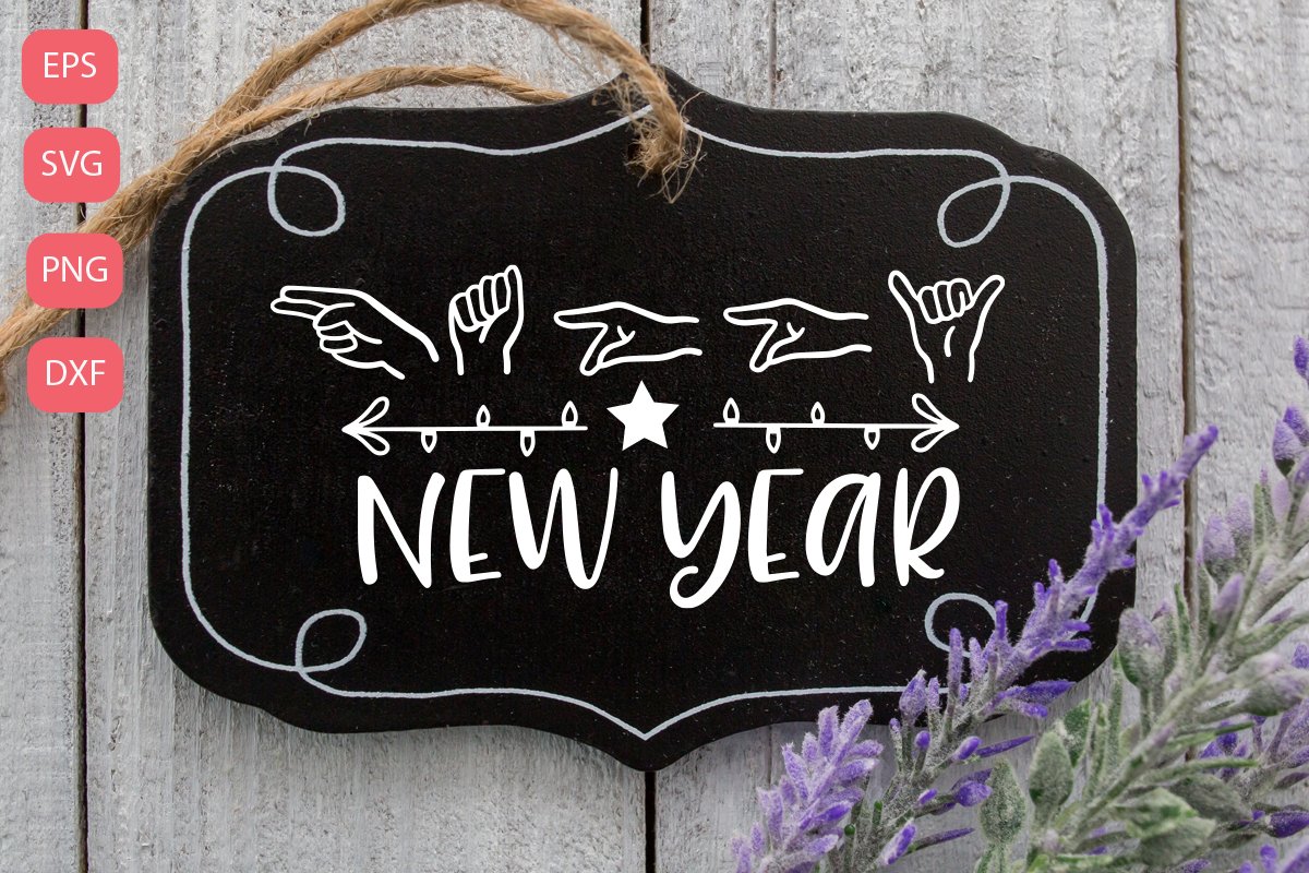Happy new year, sign language SVG example image 1