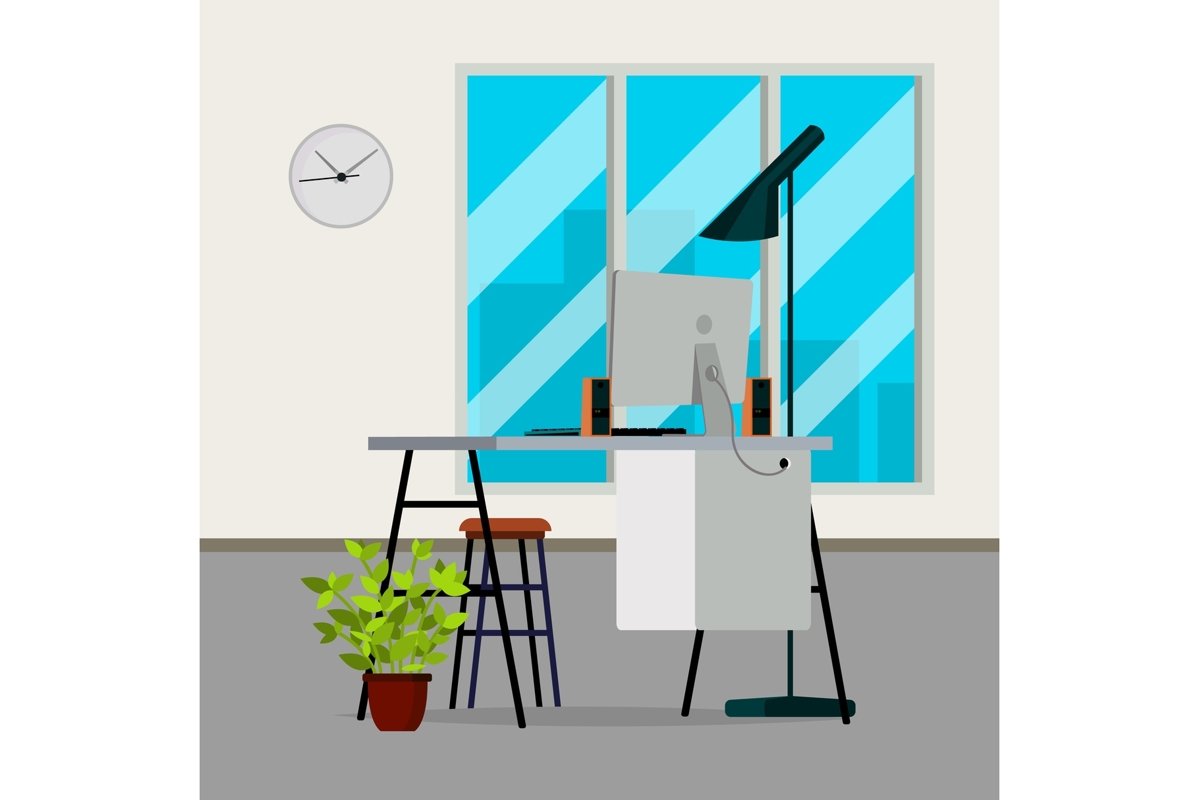 Office Interior Vector. Modern Interior Design. Business example image 1