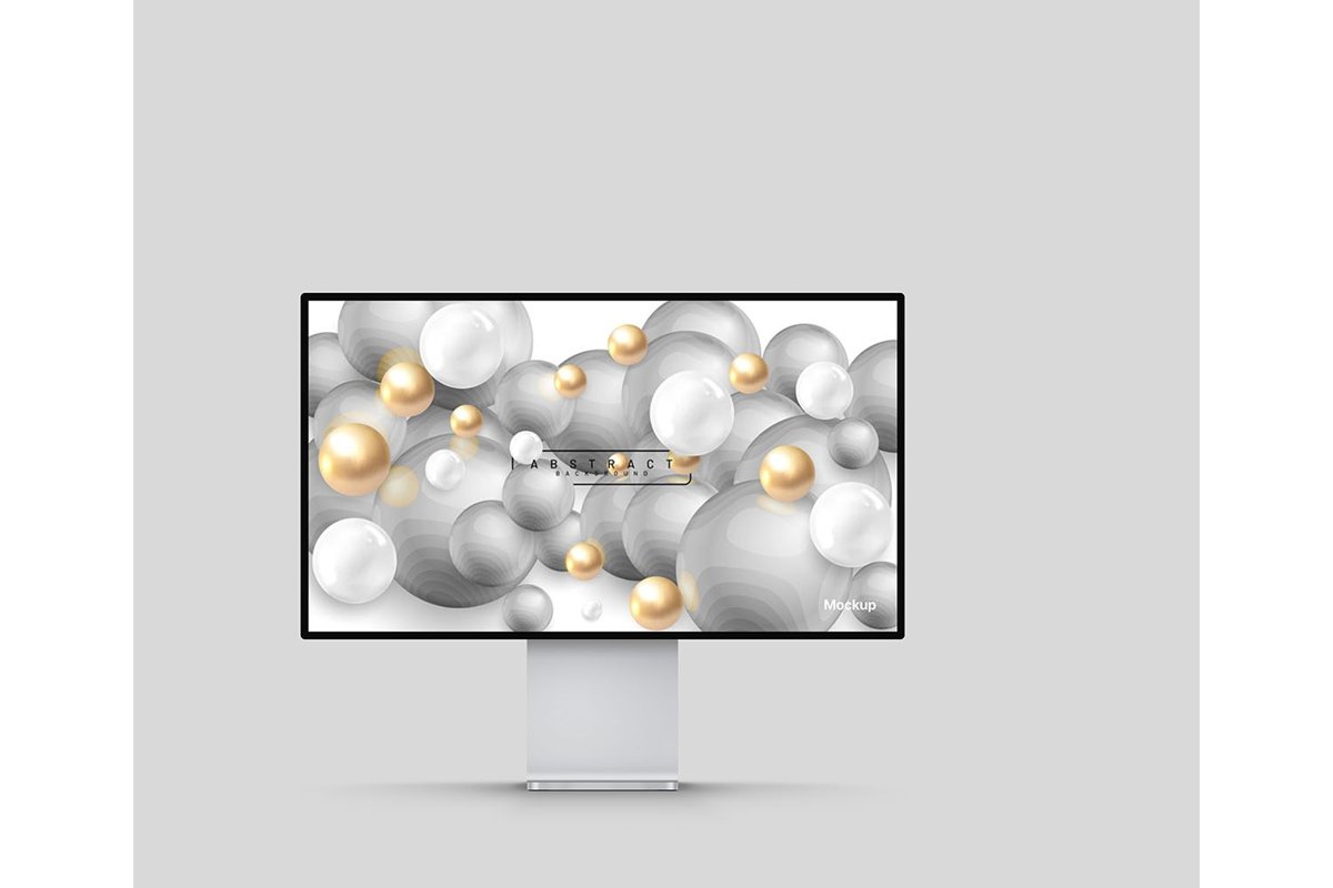Abstract background with 3d fields. Gold and white bubbles. example image 1