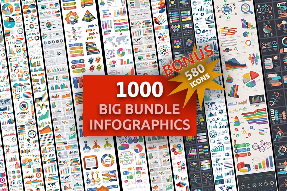 1000 Ultra Big Bundle Infographics Elements example image 1