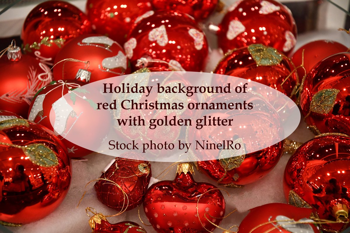 Christmas background of red ornaments with golden glitter example image 1