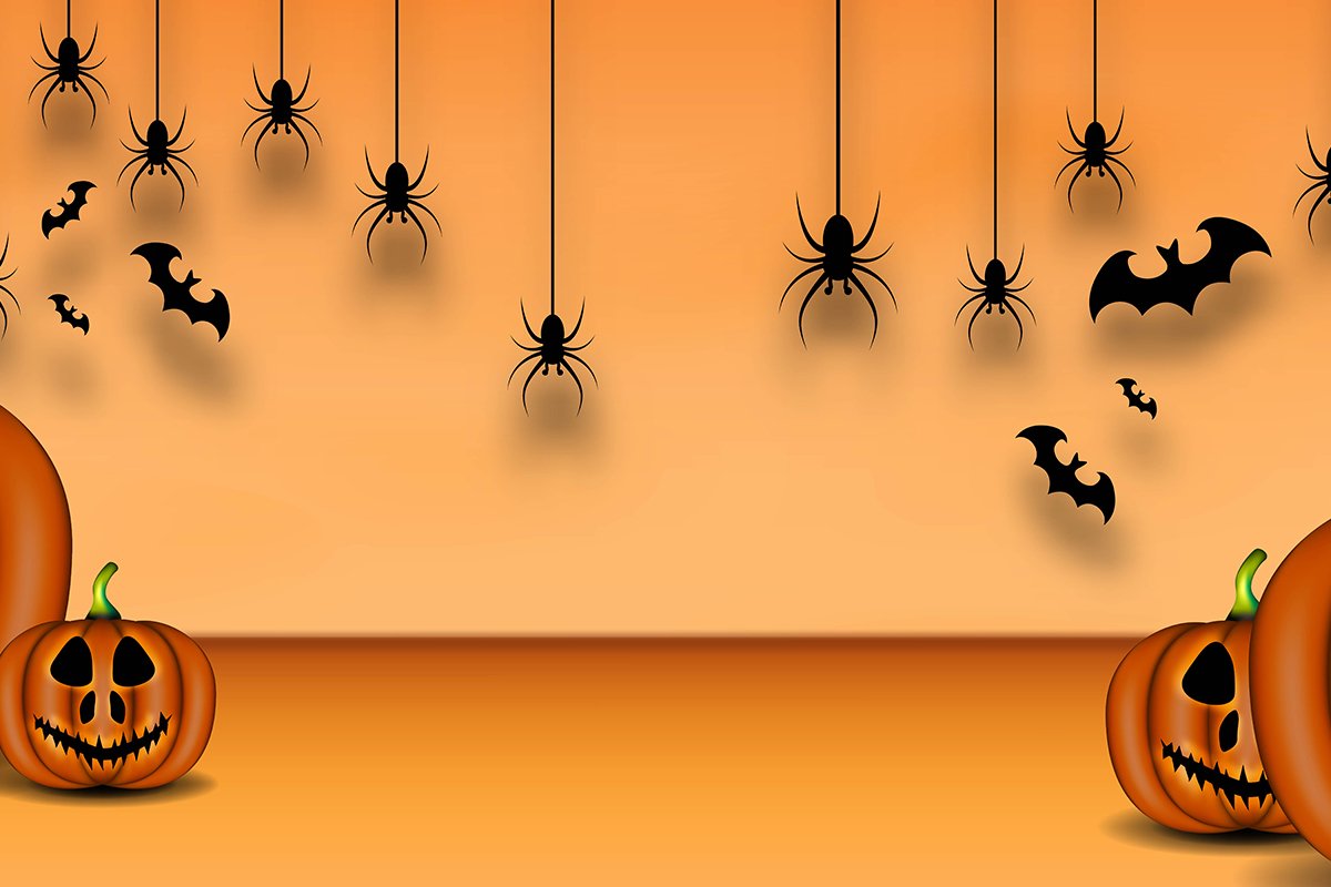 Happy Halloween Background, Pumpkin, Bat, and spider Backgro example image 1