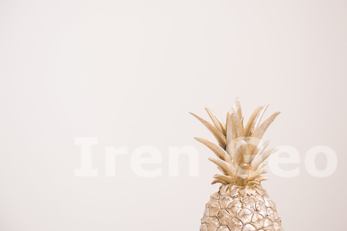 Decorative pineapple on gray background. Copy space example image 1