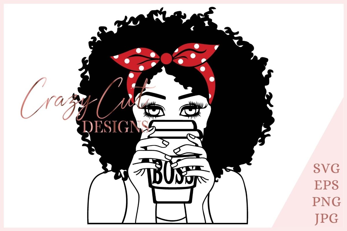 Black woman cut file for Cricut, Afro girl svg, boss girl example image 1