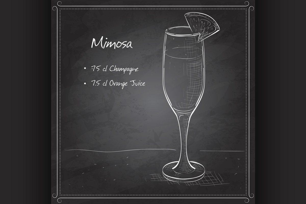 Cocktail alcohol Mimosa on black board example image 1