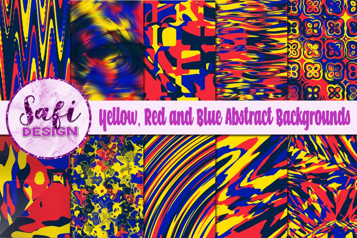 Yellow, Red and Blue Abstract Backgrounds example image 1