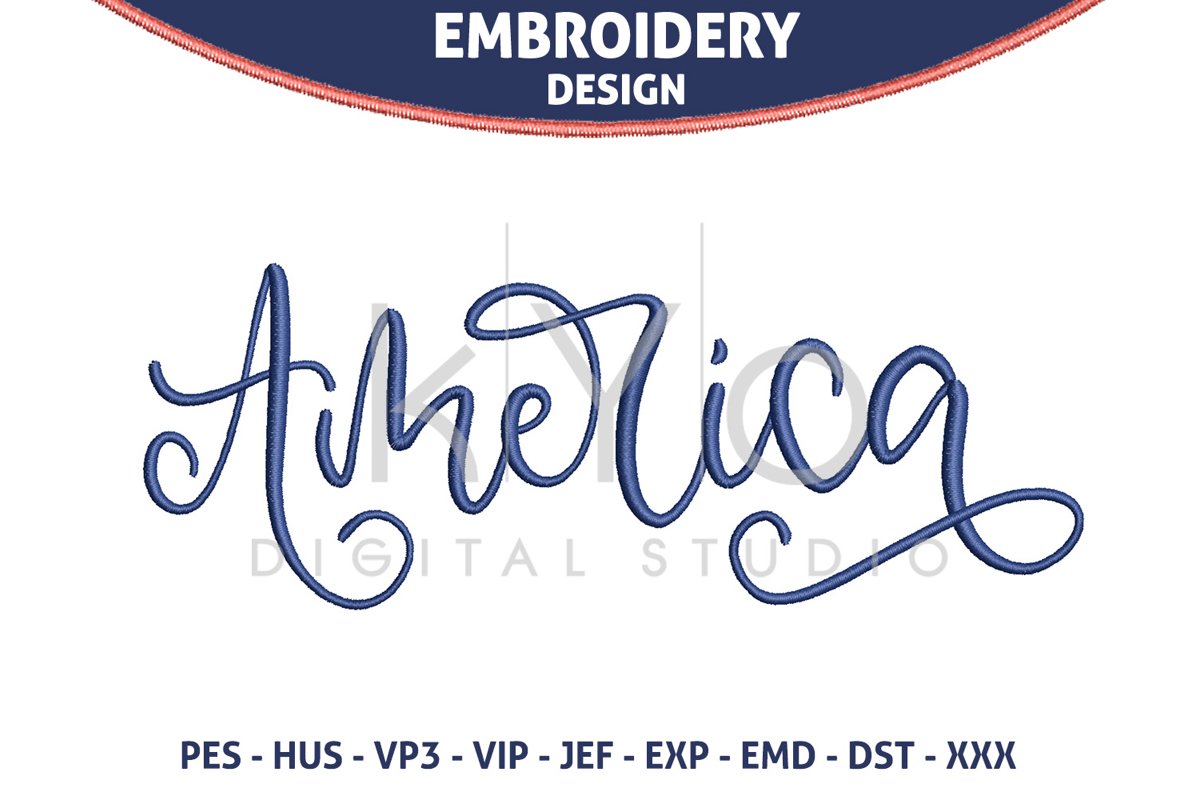 Hand lettered America embroidery design example image 1