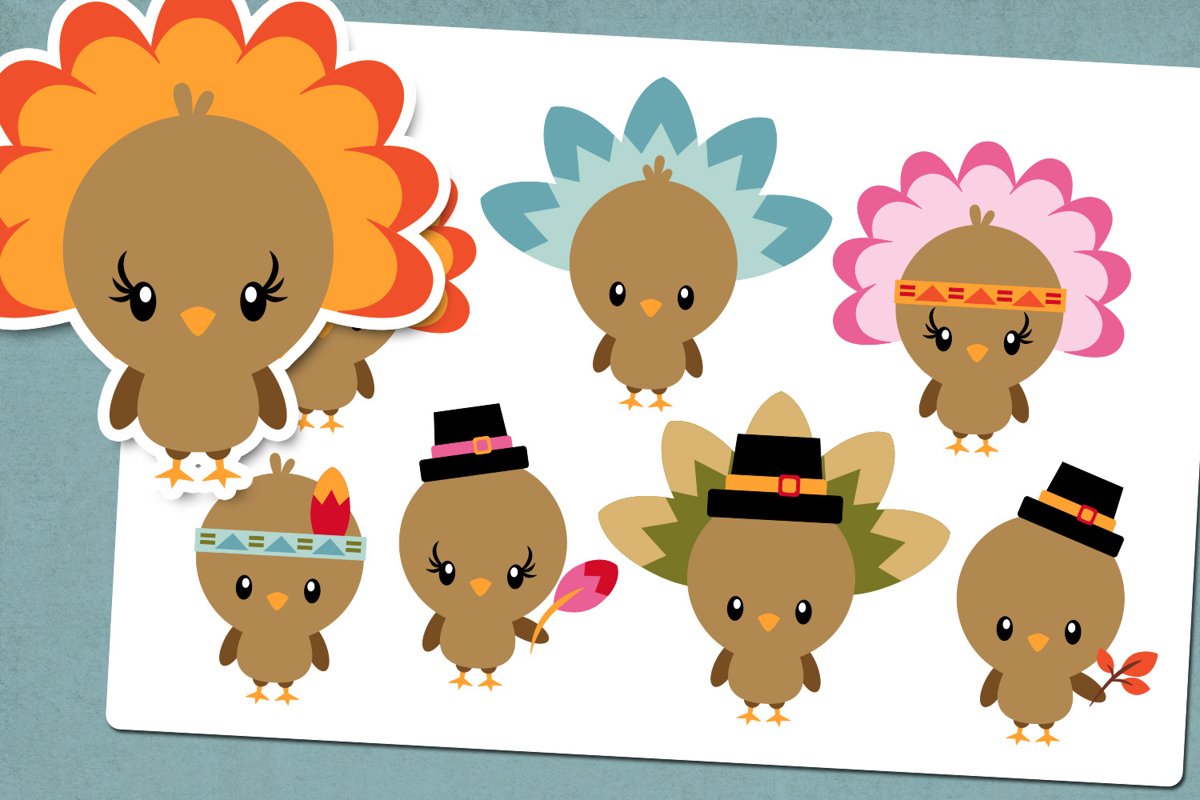 Thanksgiving Turkey Illustrations Clip Art example image 1