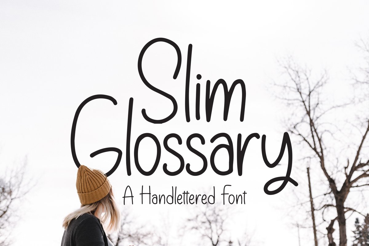 Slim Glossary - Handlettered Font example image 1