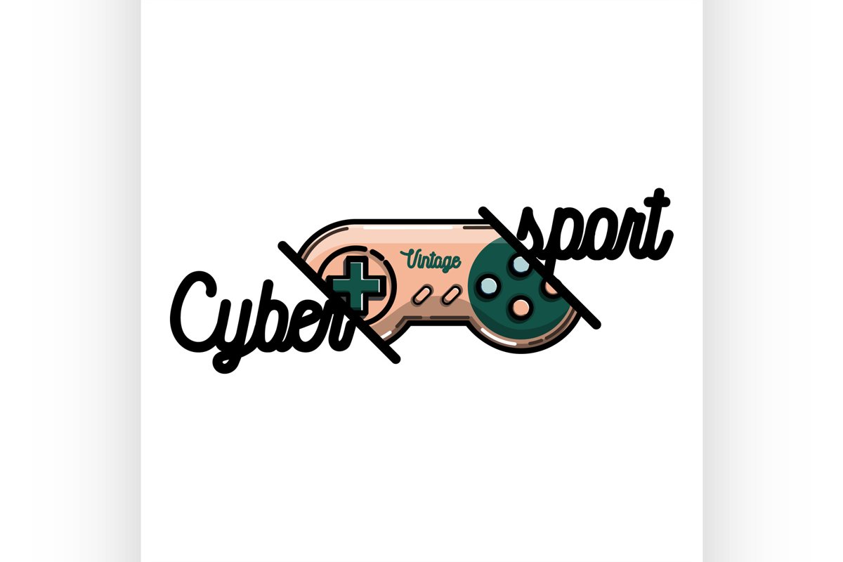 Color vintage cyber sport banner example image 1