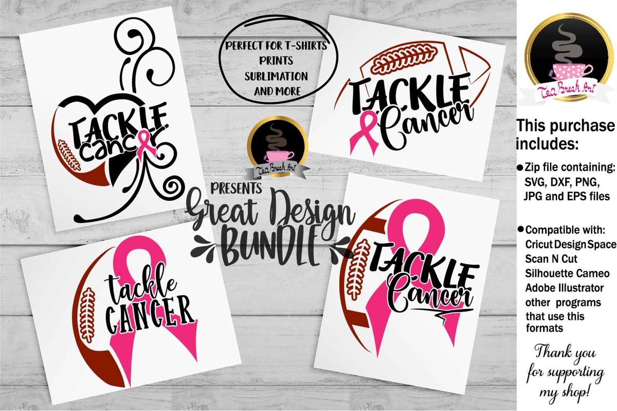 Tackle Cancer Breast Cancer Awareness Set Cutting Files 1064 example image 1