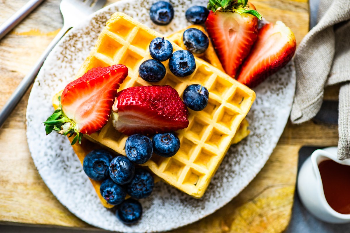 Traditional european breakfast with waffles example image 1