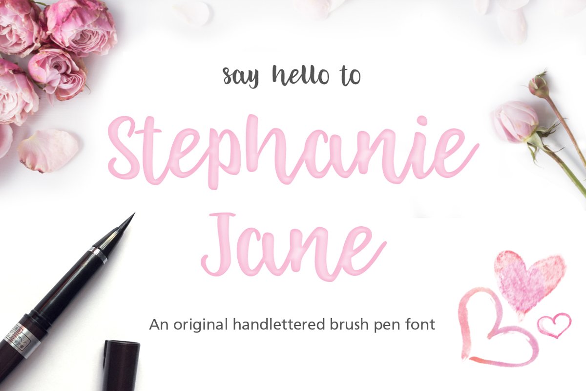 Stephanie Jane hand lettered font example image 1