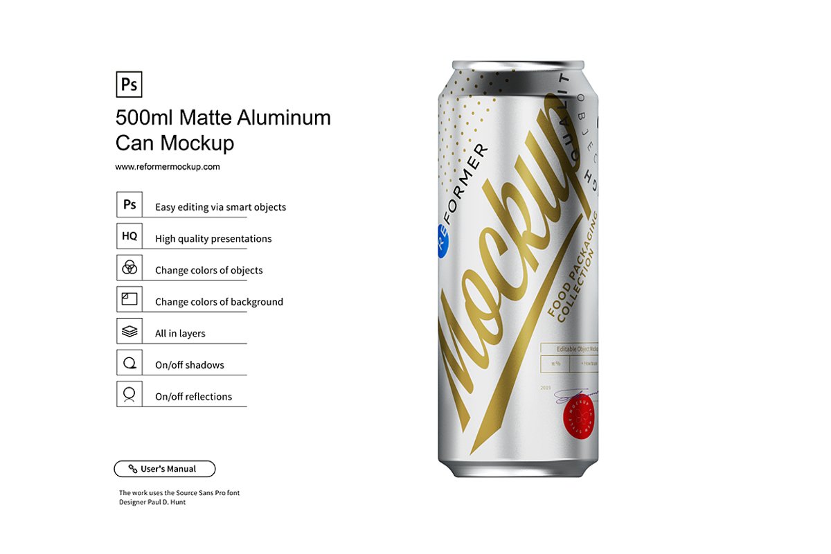500ml Matte Aluminum Can Mockup example image 1