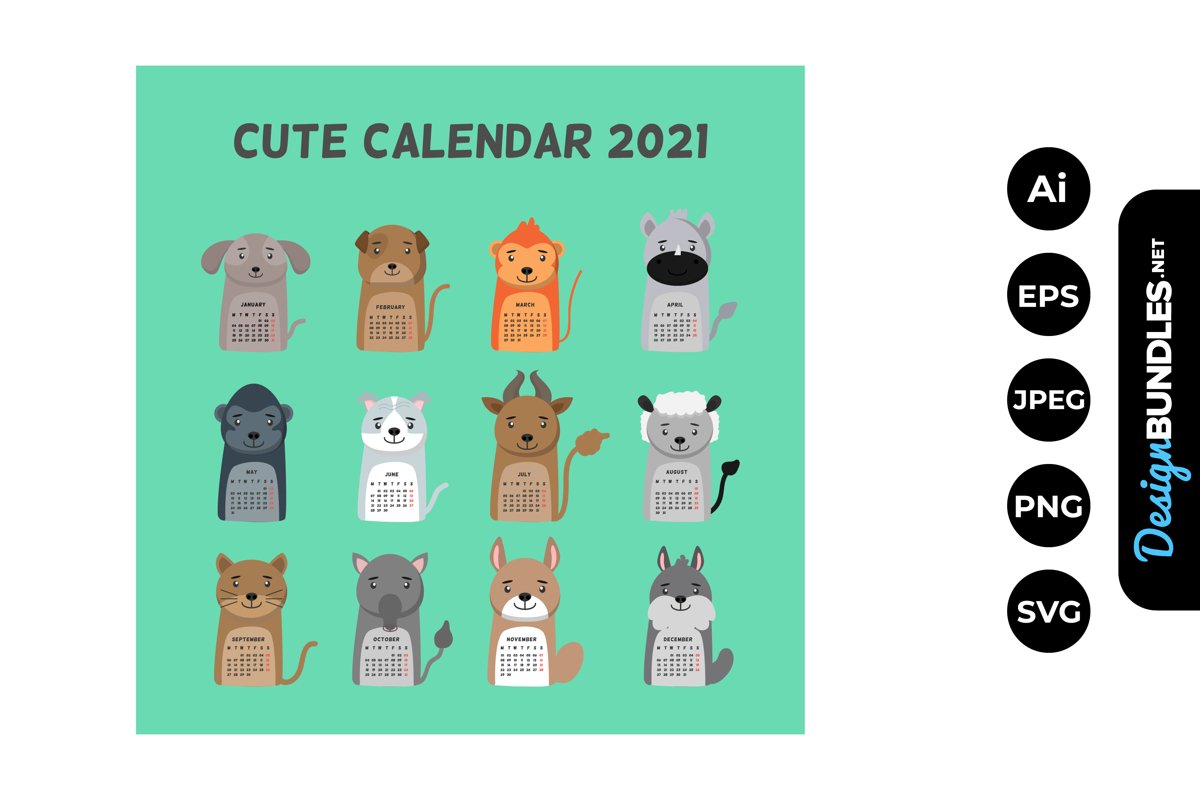 Download 2021 Animal Calendar Illustrations