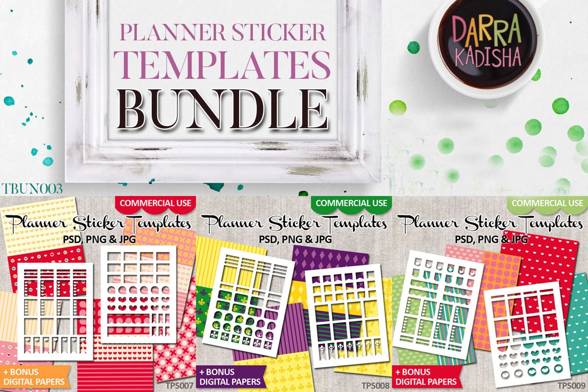 Planner Stickers Templates Bundle Vol. 3 - Digital Kit example image 1