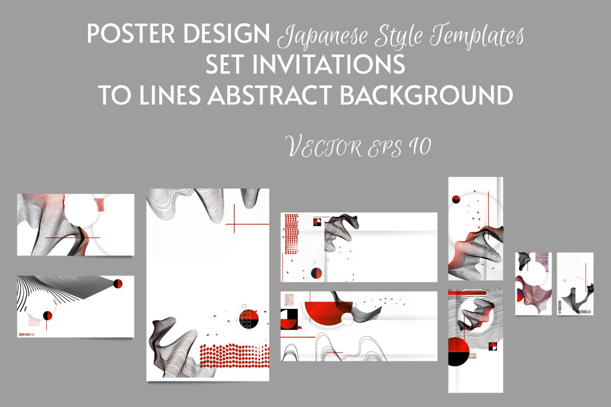 Japanese style templates set invitations example image 1