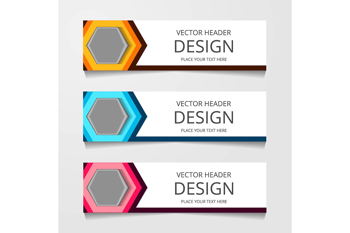 Abstract design banner, web template with three different co example image 1