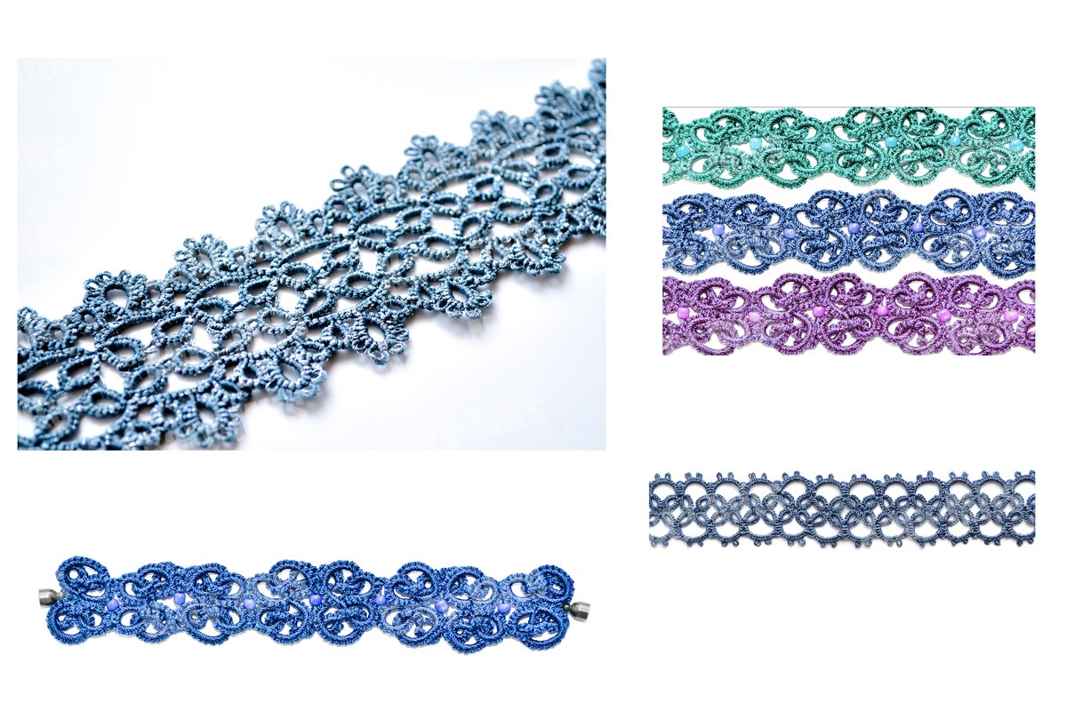 Set of 4 photos of wicker bracelets or necklace. Lacy weave. example image 1
