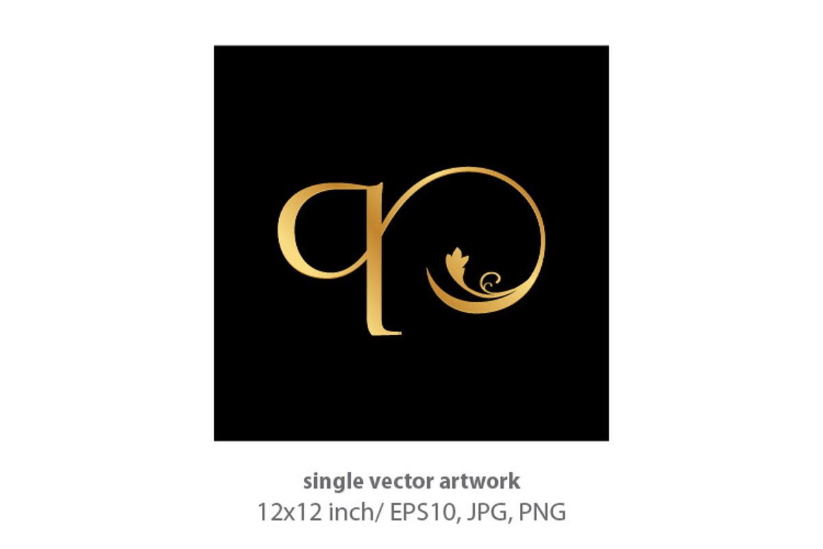 Decorative golden letter q example image 1