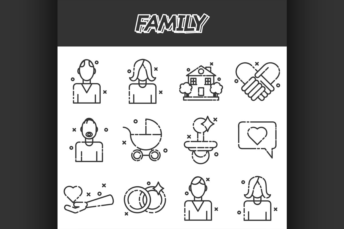 Family icons set example image 1