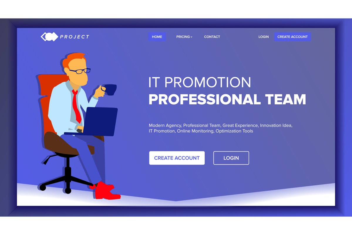 Landing Website Page Vector. Business Agency. Web Page. example image 1