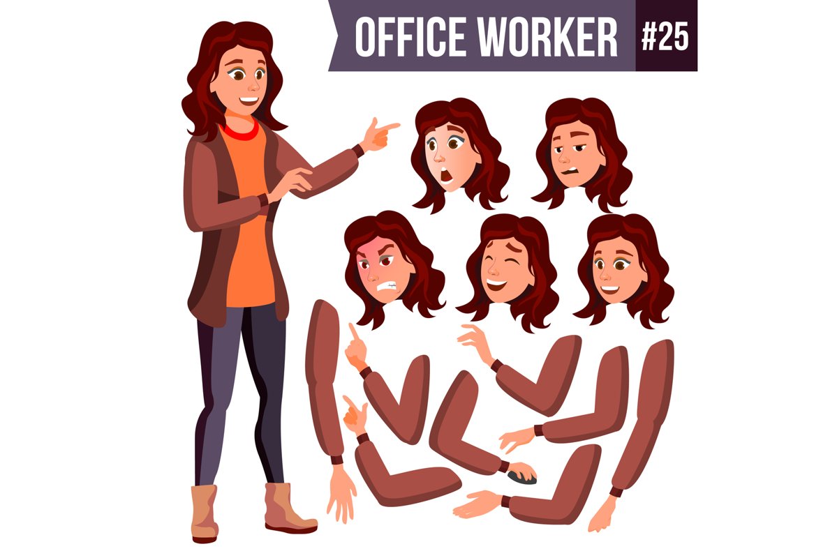 Office Worker Vector. Woman. Professional Officer example image 1