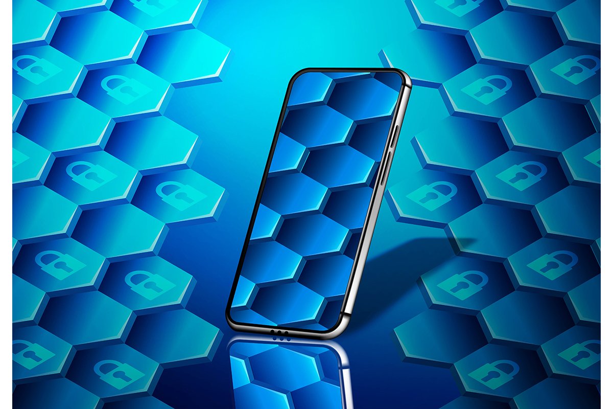 phone and padlock, password. security concept example image 1
