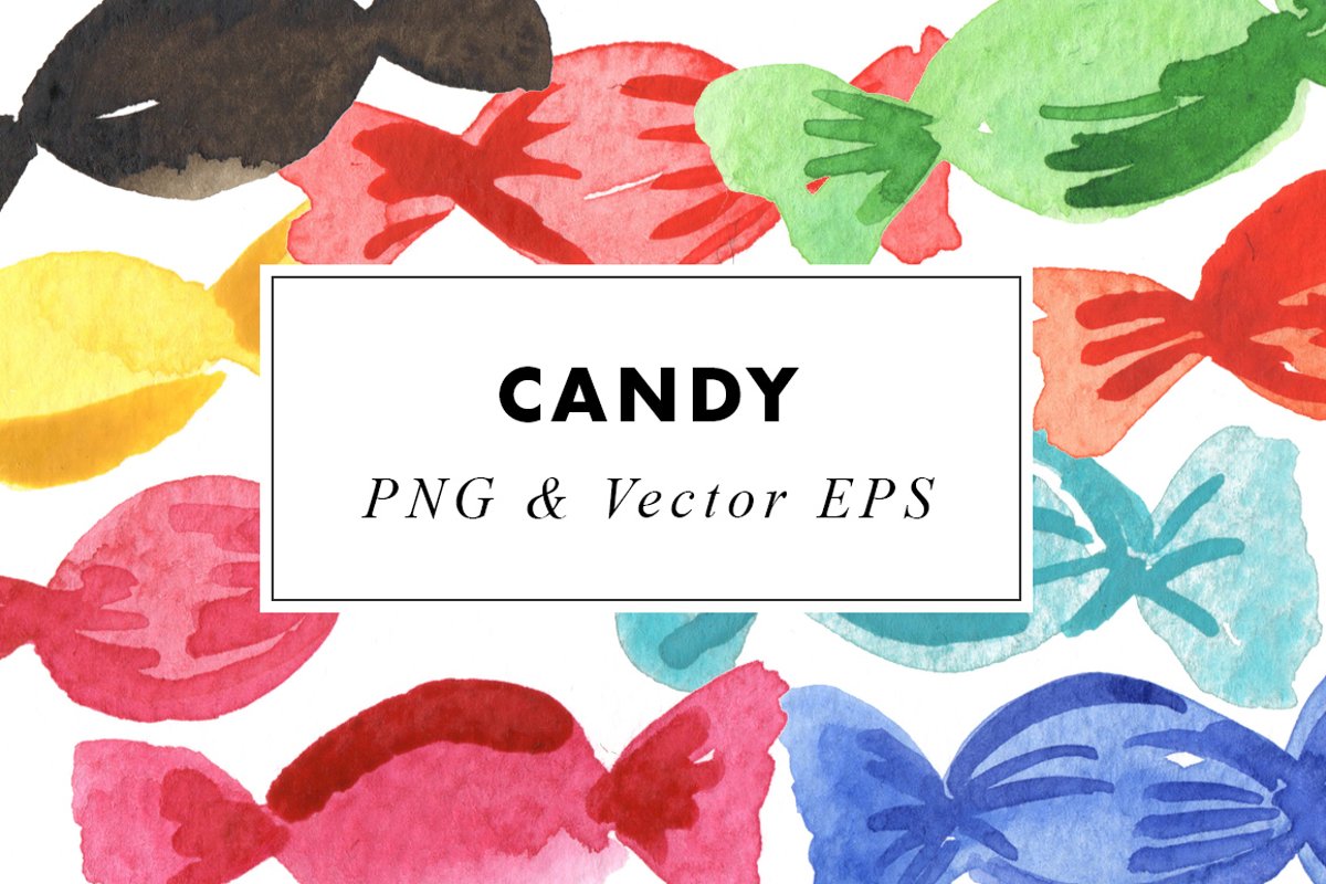 Watercolour Candy - Sublimation Clipart Illustrations vector example image 1