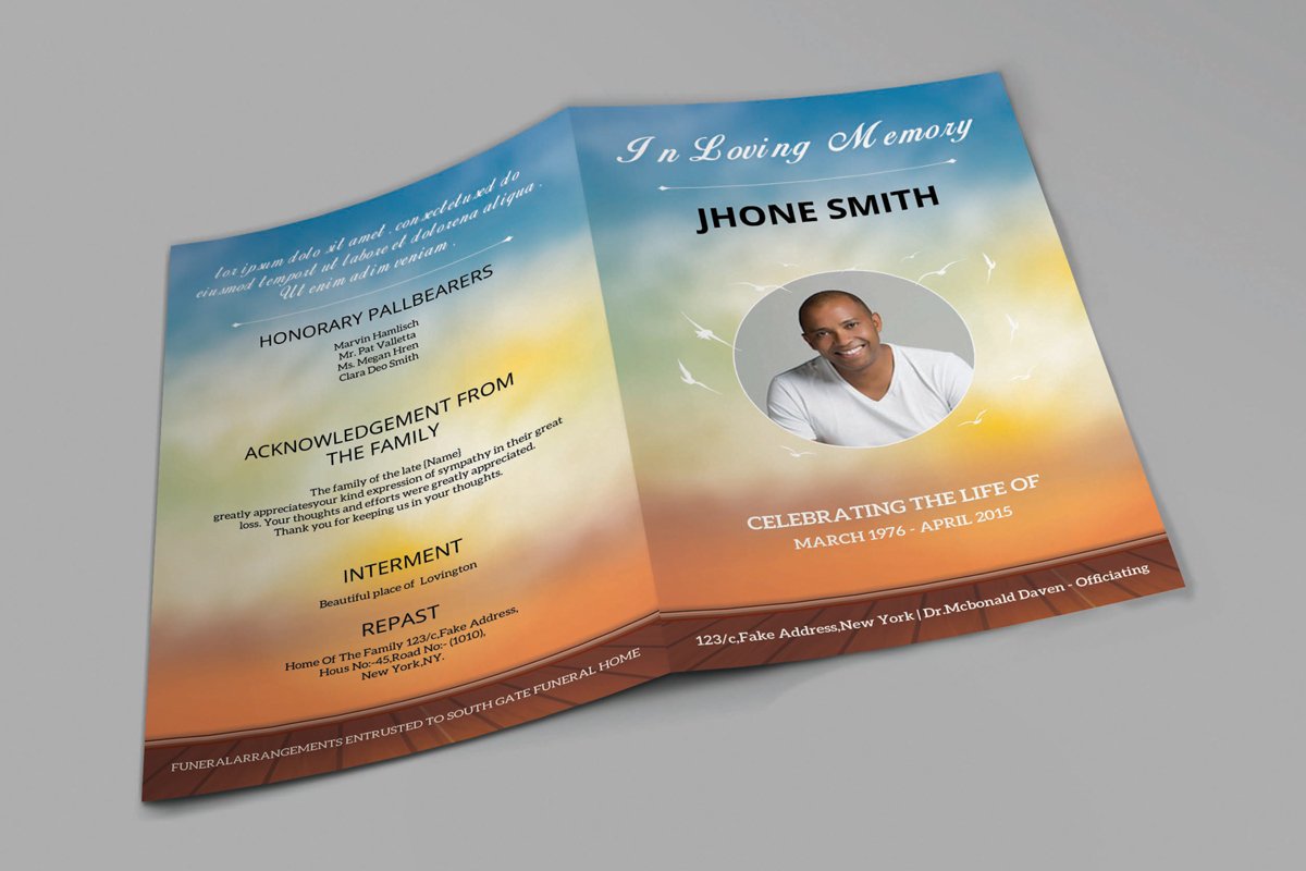 Funeral Program Template, Ms Word & Photoshop Template example image 1