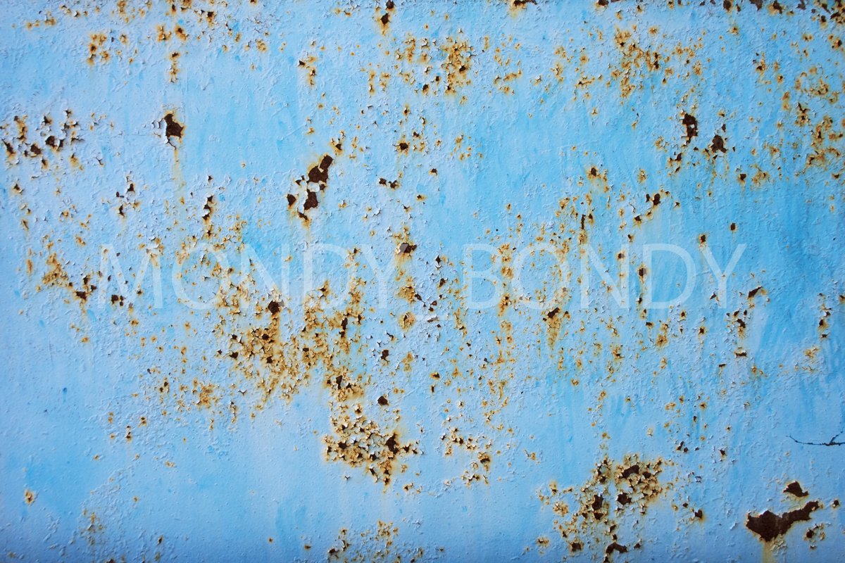 Old blue wall with peeling paint example image 1
