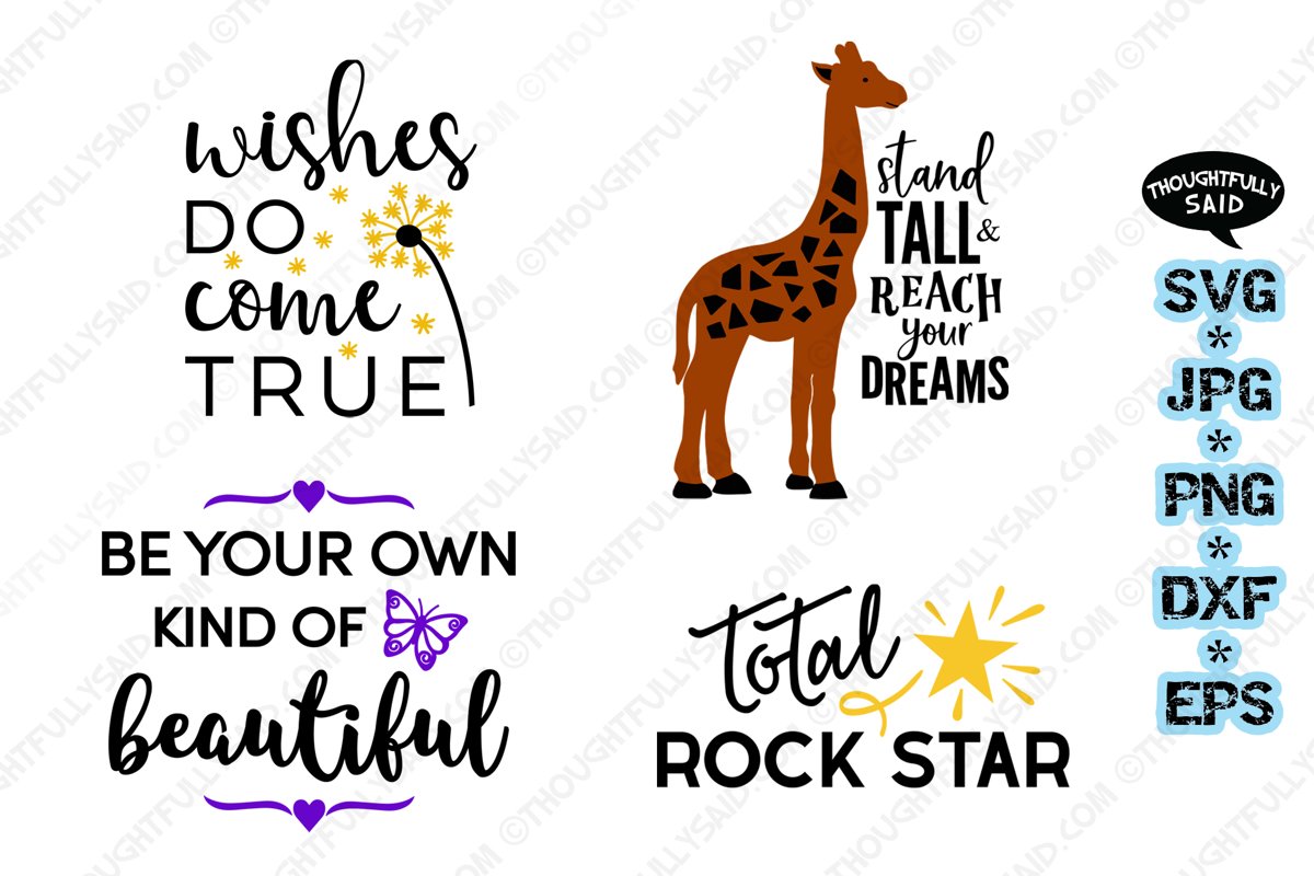 Inspirational 4 pack SVG cut file JPG PNG DXF EPS designs example image 1