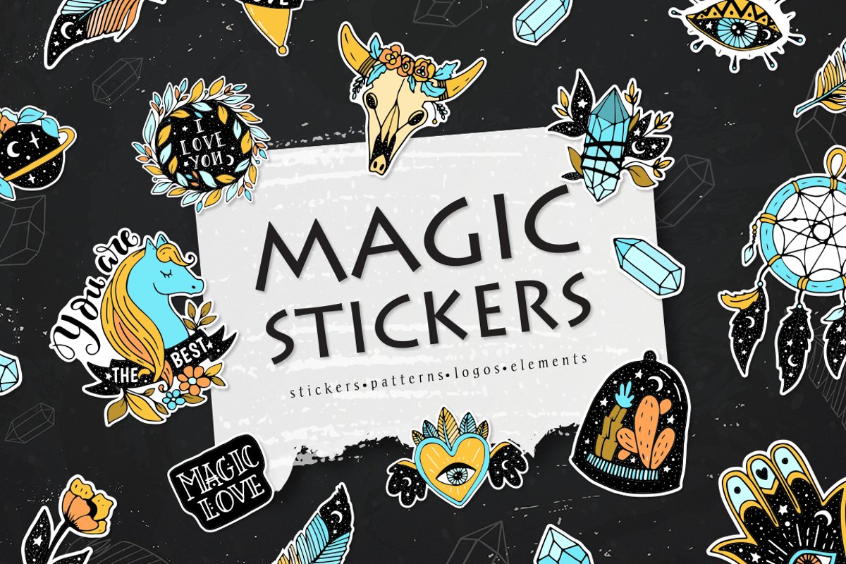Magic stickers collection (286937) | Illustrations | Design Bundles