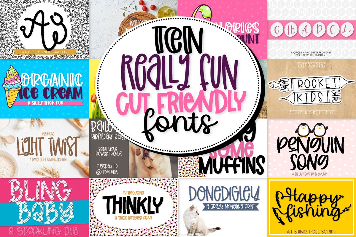 Ten Really Fun Cut Friendly Fonts - A Bundle! example image 1