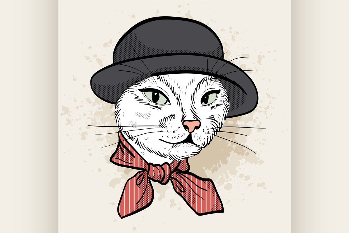 Vector color set of elegant cat woman face example image 1