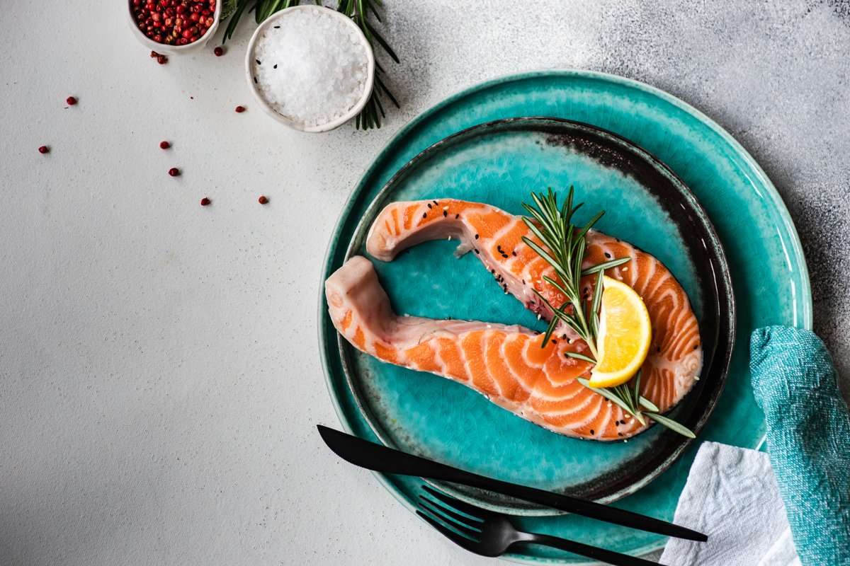 Healthy food concept with salmon example image 1